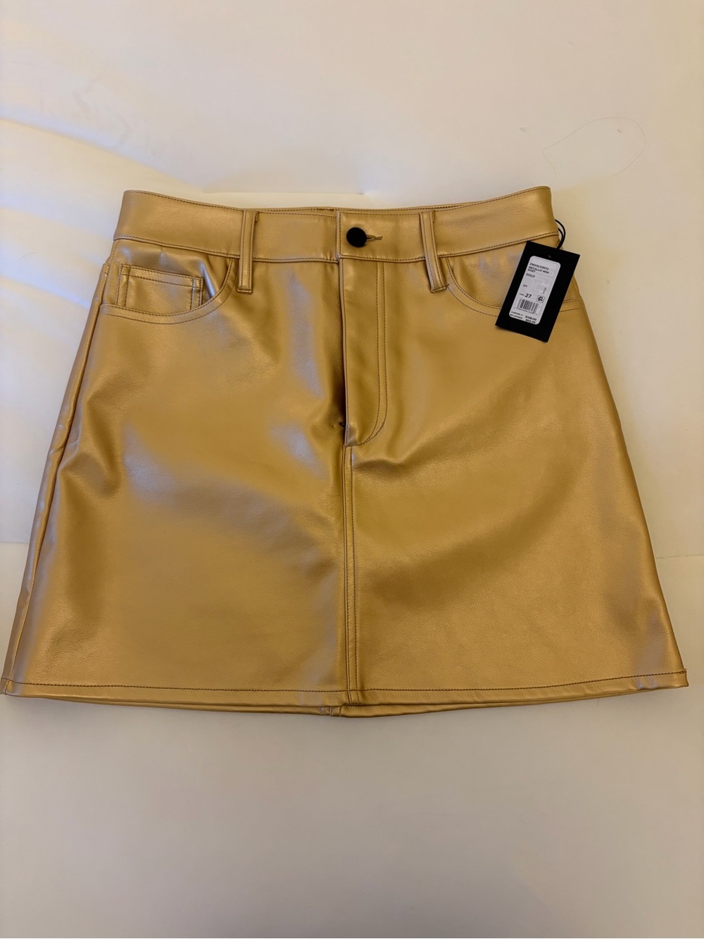 Joe's Jeans Metallic Gold Faux-Leather A-Line Mini Skirt